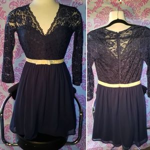 ASOS Navy Blue Lace Prom Skater Dress